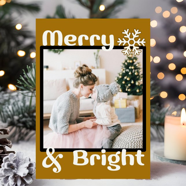 Cartão De Festividades Foto de Natal do Floco de Neve Castanho, Retromini (Criador carregado)