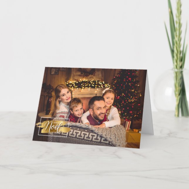 Cartão De Festividades Foto de Natal do Joyeux Noel (Frente)