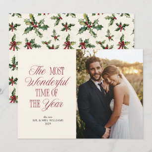 Cartão De Festividades Foto de Natal do Primeiro Casamento da Elegante Ho