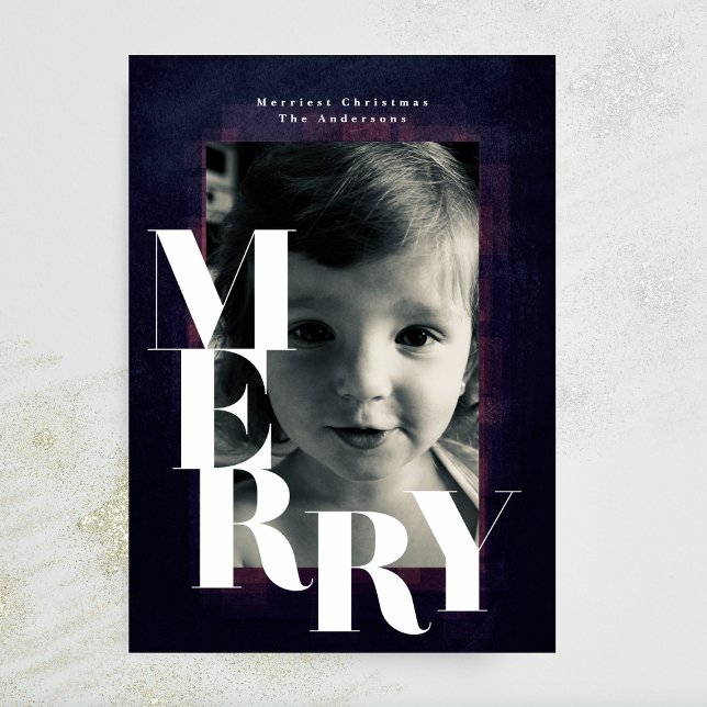 Cartão De Festividades Foto de Natal do Quadro de FELIZ Negrito (Criador carregado)