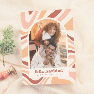 Cartão De Festividades Foto de Natal do Retro Arch Feliz Navidad Espanhol