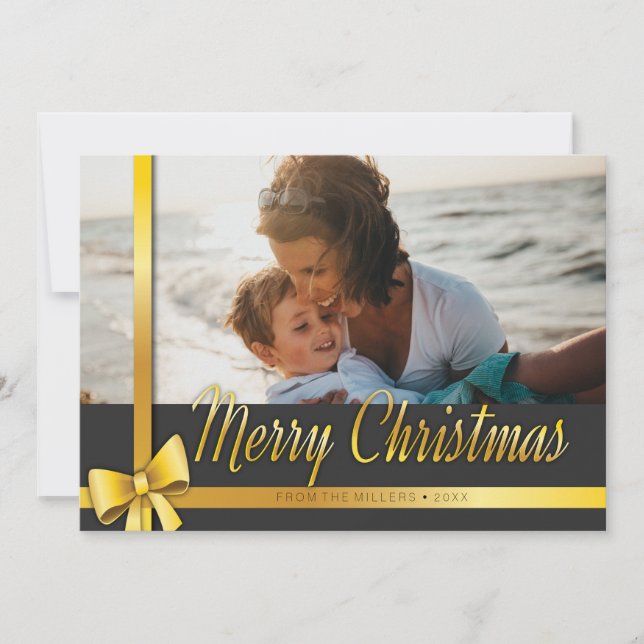 Cartão De Festividades Foto de Natal Editável (Frente)