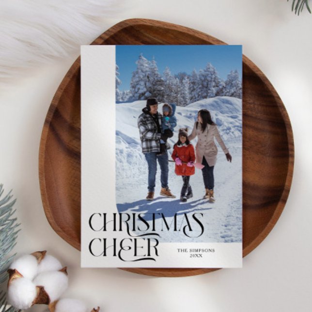 Cartão De Festividades Foto de Natal Elegante e branco (Criador carregado)