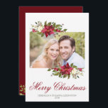 Cartão De Festividades Foto de Natal Elegante em Poinsettia<br><div class="desc">Cartão com fotos Elegante Na moda de Natal Poinsettia Holiday com sua foto e buquês de poinsettia de cores aquáticas bonito. Fácil de personalizar com texto,  fontes e cores. Entre em contato conosco em cedarandstring@gmail.com se precisar de assistência com o design ou produtos correspondentes.</div>