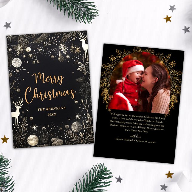 Cartão De Festividades Foto de Natal Elegante Moderno Único (Christmas Photo Elegant Unique Modern Holiday Card)