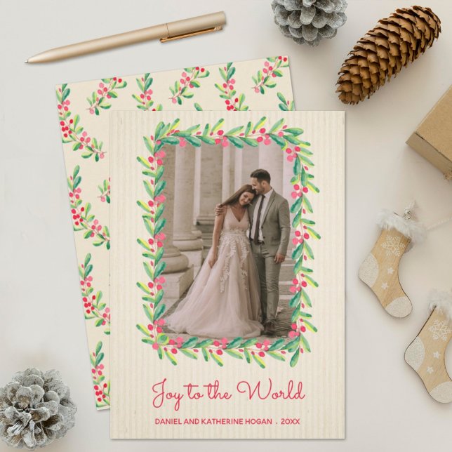 Cartão De Festividades Foto de Natal em Berries e Greenery (Criador carregado)
