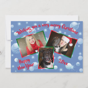 Cartão De Festividades Foto de Natal engraçada Colagem Nutcracker Saudaçã
