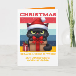 Cartão De Festividades Foto de Natal Engraçada de Gato Vintage e Retrô