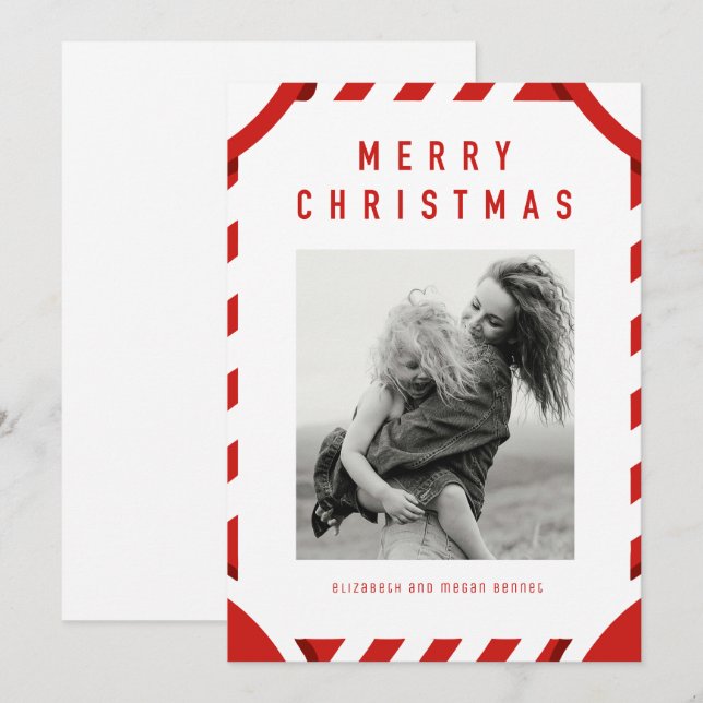 Cartão De Festividades Foto de Natal Feliz (Frente/Verso)