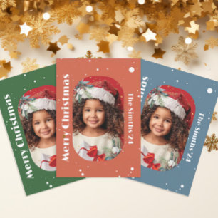 Cartão De Festividades Foto de Natal Feliz com Floco de Neve e Visco