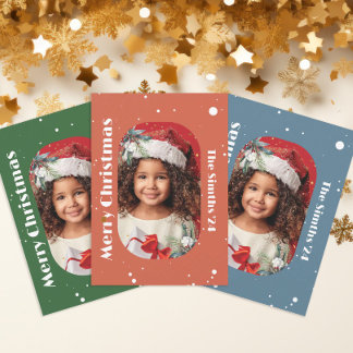 Cartão De Festividades Foto de Natal Feliz com Floco de Neve e Visco