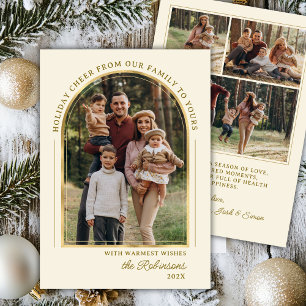 Cartão De Festividades Foto de Natal Feliz de Natal do Arch Dourado Elega