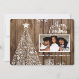 Cartão De Festividades Foto de Natal Feliz de Script Rustic