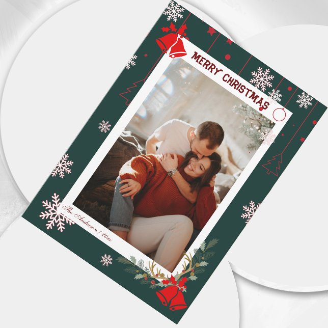 Cartão De Festividades Foto de Natal Feliz de Snowflake (Criador carregado)
