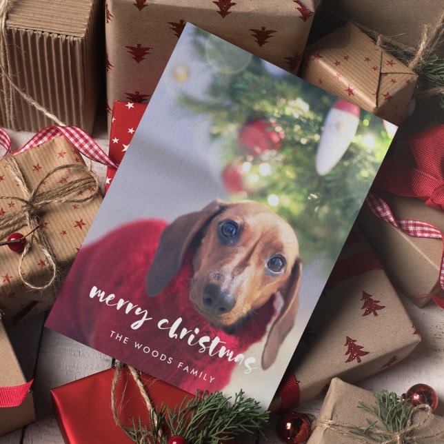 Cartão De Festividades Foto de Natal Feliz do Script Moderno (Criador carregado)