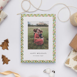 Cartão De Festividades Foto de Natal Feliz Férias Minimalista