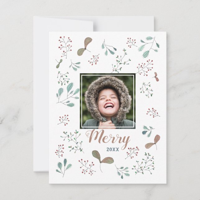 Cartão De Festividades Foto de Natal Feliz Inverno Florestal (Frente)