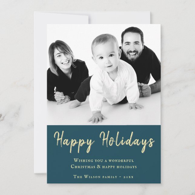 Cartão De Festividades Foto de Natal Feliz para Férias (Frente)