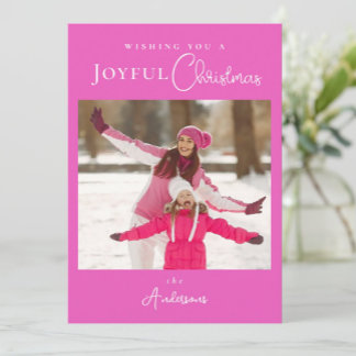 Cartão De Festividades Foto de Natal Feliz, Rosa Moderno