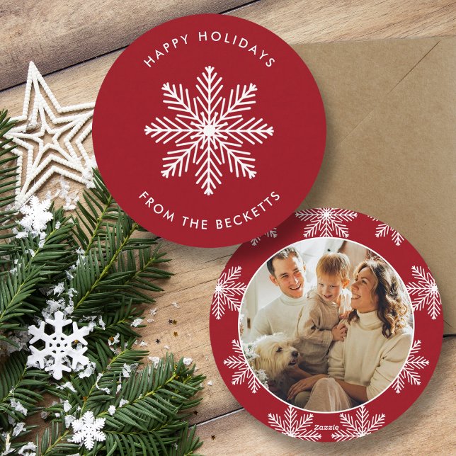 Cartão De Festividades Foto de Natal Fesestivo Snowflake (Criador carregado)