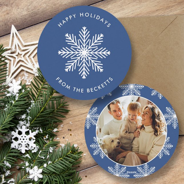 Cartão De Festividades Foto de Natal Fesestivo Snowflake (Criador carregado)