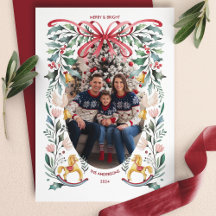 Foto de Natal Floral com Laço Vermelho Alegre e Br