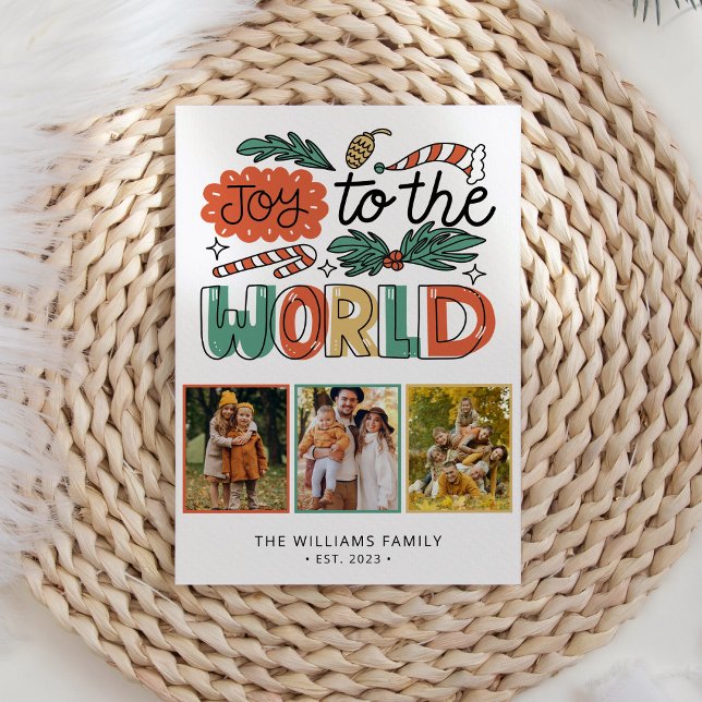 Cartão De Festividades Foto de Natal Floral Modern Bold (Criador carregado)