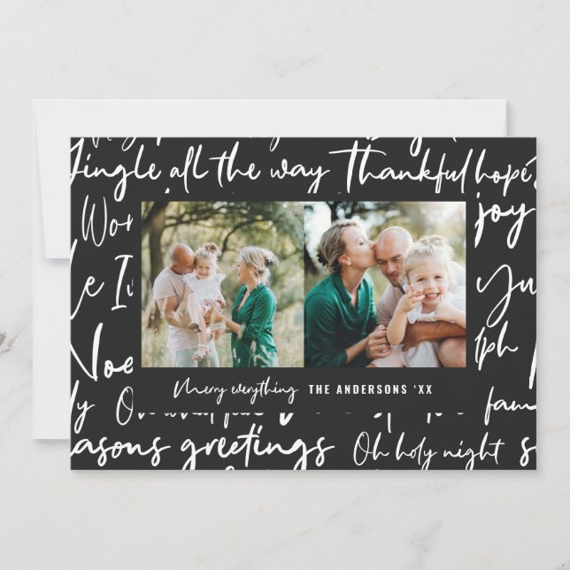 Cartão De Festividades Foto de natal gráfico em negrito moderno (Frente)