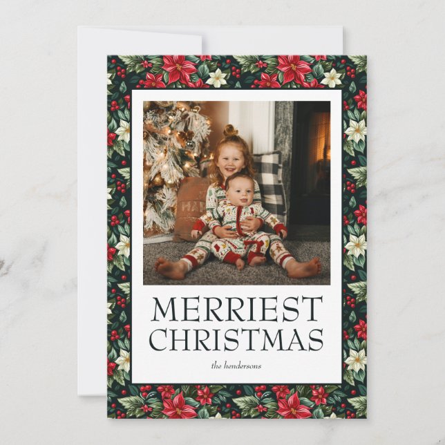 Cartão De Festividades Foto de Natal Mais Alegre (Frente)