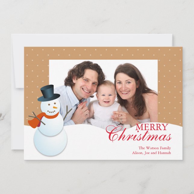 Cartão De Festividades Foto de Natal marrom do polo norte amistoso (Frente)