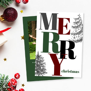 Cartão De Festividades Foto de Natal Merry Modern Bold