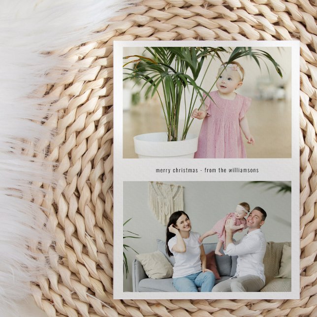 Cartão De Festividades Foto de Natal Merry Simplificável Moderno Três (Criador carregado)