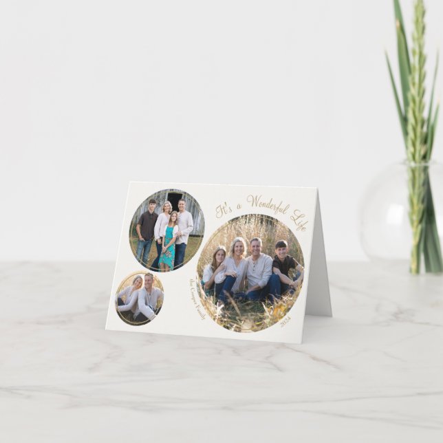 Cartão De Festividades Foto de Natal Mínima e Elegante dobrada (Frente)