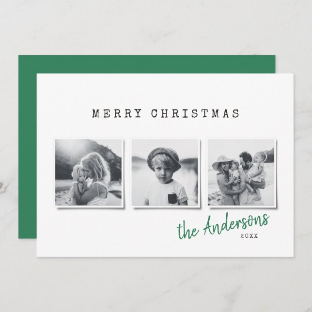 Cartão De Festividades Foto de Natal Mínima Moderna (Frente/Verso)