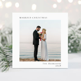 Cartão De Festividades Foto de Natal Mínima Moderna Casada