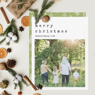 Cartão De Festividades Foto de Natal Minimalista à Máquina de Escrever