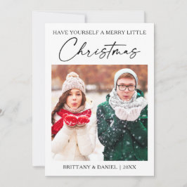 Cartão De Festividades Foto de Natal minimalista da Caneta de tinta calig