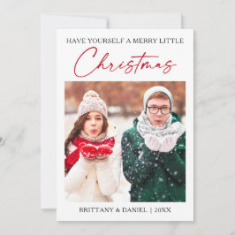 Cartão De Festividades Foto de Natal minimalista da Caneta de Tinta Verme