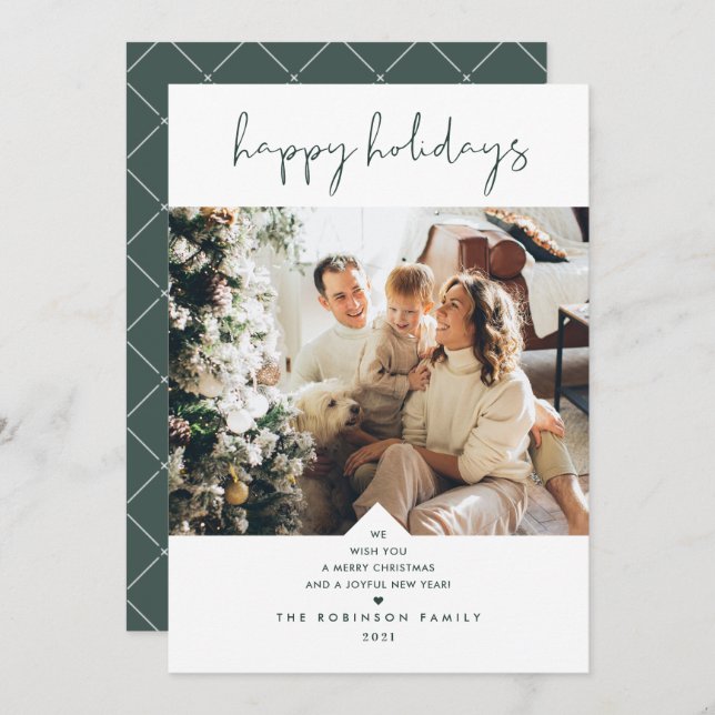 Cartão De Festividades Foto de Natal Mínimo da Floresta Elegante (Frente/Verso)