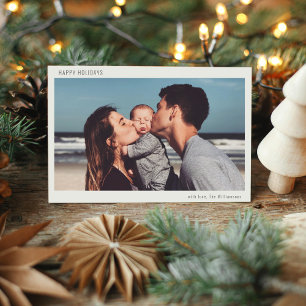 Cartão De Festividades Foto de Natal Moderna com Borda Branca Simples