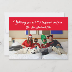 Cartão De Festividades Foto de Natal Moderna da Família Férias Vermelho