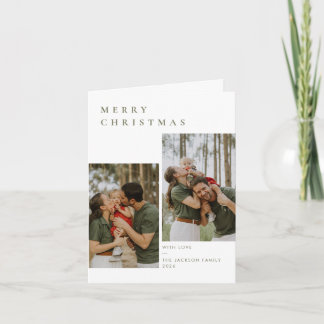 Cartão De Festividades Foto de Natal Moderna e Neutra da Família Dobrada