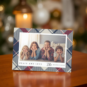 Cartão De Festividades Foto de Natal Moderna Família Paz e Amor