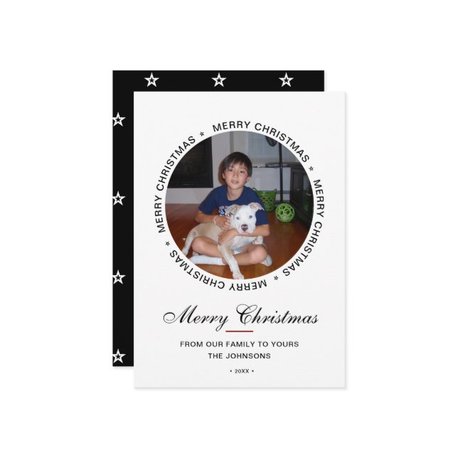 Cartão De Festividades Foto de Natal Moderno e Feliz (Frente/Verso In Situ)