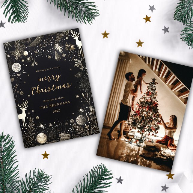 Cartão De Festividades Foto de Natal Moderno Elegante (Merry Christmas Photo Holiday Card)