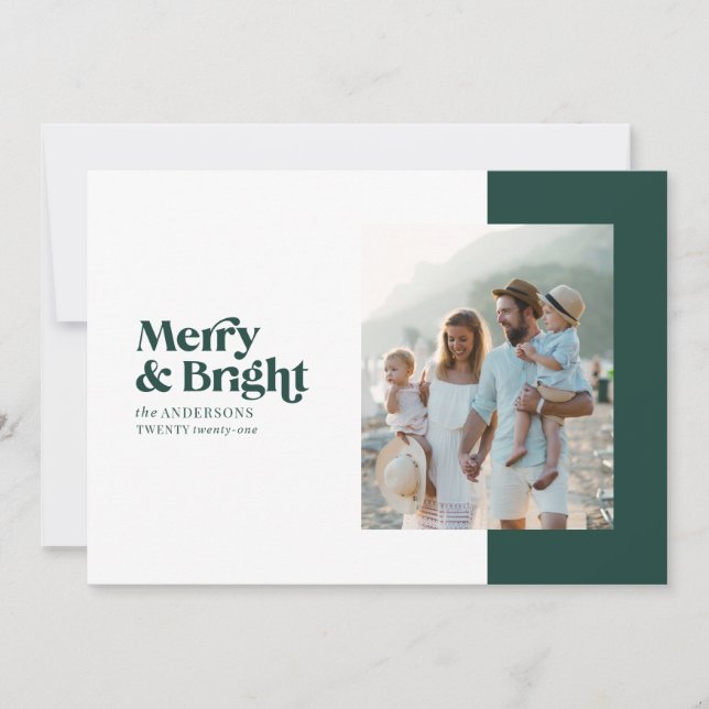 Cartão De Festividades Foto de Natal moderno minimamente ousada (Frente)