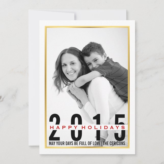 Cartão De Festividades Foto de Natal moderno sobre Férias Felizes (Frente)