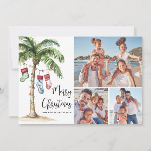 Cartão De Festividades Foto de Natal na Praia Tropical