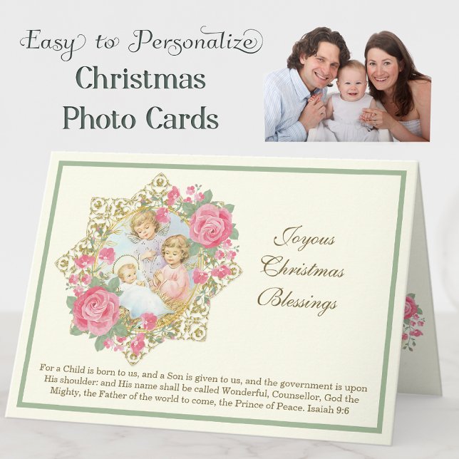 Cartão De Festividades Foto de Natal Natividade Jesus Cristo Anjos antigo (Criador carregado)