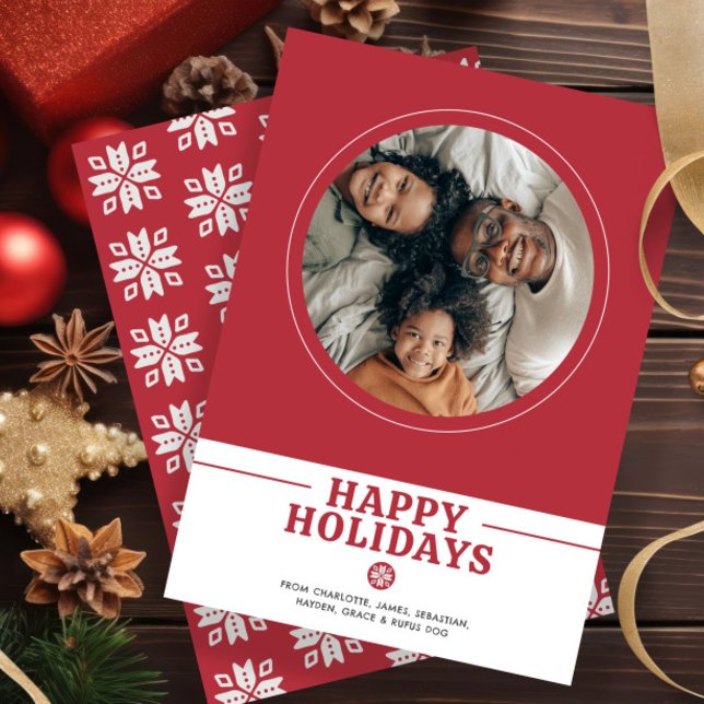 Cartão De Festividades Foto de Natal nórdico escandinavo personalizada (Scandinavian Nordic Christmas Photo Personalized Holiday Card by Ricaso. Add your photo and text)